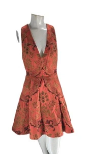 Alice + olivia Mollie Deep V Box Dress 8 Brokat Rot Blumen Jacquard - Bild 1 von 7