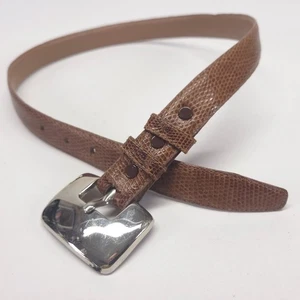 Ilana Goor Lizard Skin Belt 26 S Leather Brown Dress Vtg 80s - Picture 1 of 13