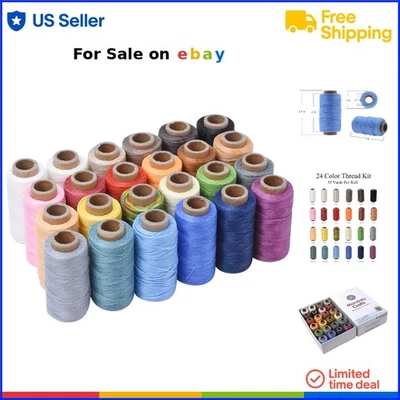 Leather Sewing Thread Polyester Flat Waxed String 55Yd Assorted Colors DIY - Image 1 of 4