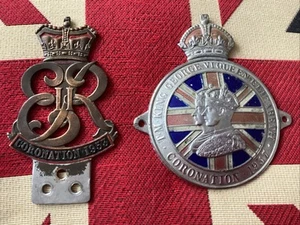 Vintage Car Badges Mascots….2 X Coronation Badges 1937 George 1953 Elizabeth - Picture 1 of 6