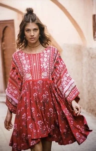 Spell & the Gypsy Arabian Jewel Embroidered red Dress Size M/L - Picture 1 of 7