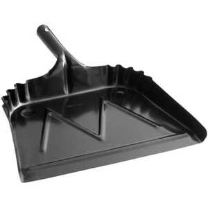 16" HEAVY DUTY COMMERCIAL METAL HAND HELD DUST PAN, BLACK, HEAVY DUTY (USA MADE) - Picture 1 of 17