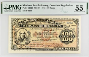 1915 Mexico 100 Pesos PS1125 BANKNOTE CURRENCY PMG 55 - Picture 1 of 2