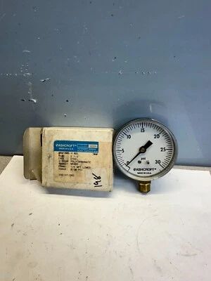 ASHCROFT 25W1005-H-02L PRESSURE GAUGE 0-30 PSI, 2-1/2" FACE, NEW FREE SHIPPING - Image 1 of 4