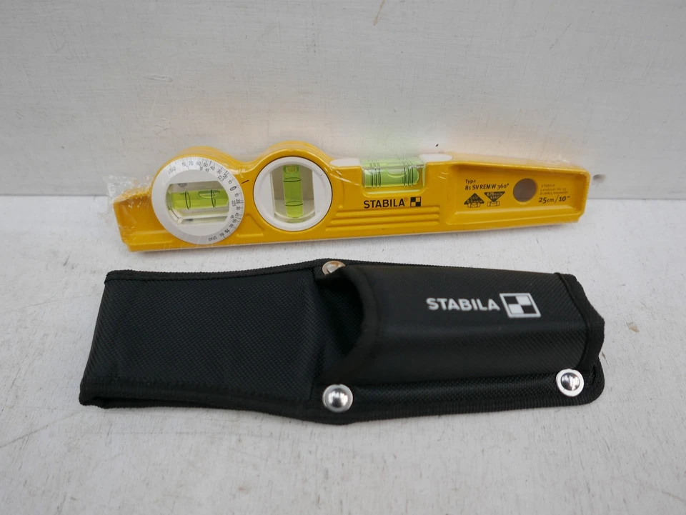STABILA 81SV REM W 360* 25CM 10" MAGNETIC SPIRIT LEVEL + BELT HOLSTER 16670 - Image 1 of 1