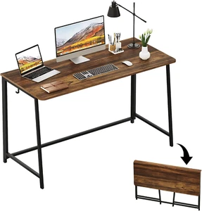 Folding Desk, 47.2" Foldable Computer Desk for Bedroom, Space Saving Computer Ta - Picture 1 of 7