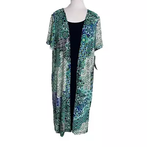 Perceptions New York Womens Dress Size 1X Faux 2 Piece Navy Blue Floral - Picture 1 of 8