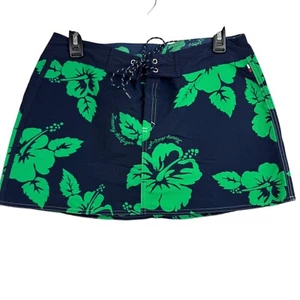 Tommy Hilfiger Swim Skirt JR Large Blue With Green Hawaiian Flowers Pocket A42 - Picture 1 of 10