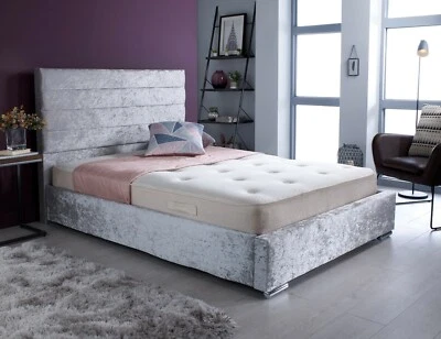 TIME4DREAMZ NEW Luxury PLUSH Crushed Velvet Antonia Chesterfield Sleigh bed frame all sizes