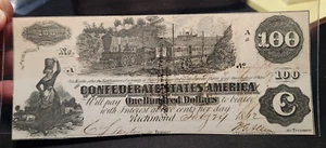 T-39 $100 1862 CSA Train Note GEM UNC. Signed Aug.11th H.M.Davenport Capt. & AQM - Picture 1 of 7