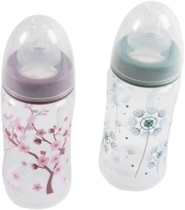 Biberon per neonati Poupy con collo largo decorato da 300 ml - Foto 1 di 6