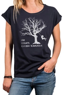 MAKAYA Frauen Kurzarm Top mit Motiv Lustige Sprüche Shirt für Damen Baumwolle Schaukeln