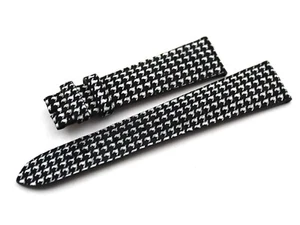 Genuine Leather Houndstooth Strap Black 20/16mm Handmade Limited Edition - Picture 1 of 4