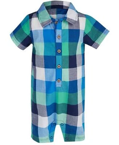 First Impressions Baby Boy Plaid Romper - Picture 1 of 3