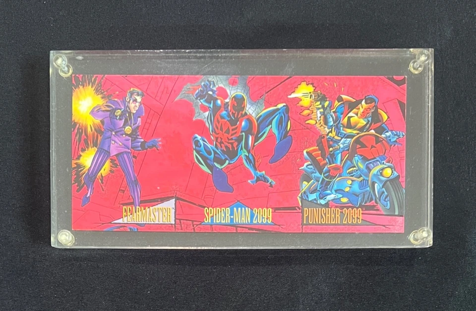 1993 MARVEL UNIVERSE RED FOIL COMIC CARD UNCUT PROMO SPIDER-MAN SHEET NM/M RARE - Image 1 of 3
