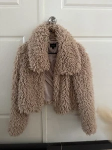 Pink Fluffy Jacket Bardot Size 6 - Picture 1 of 3