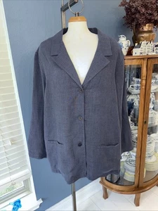 NWOT EILEEN FISHER Woman Sz 3X Linen Blend 3-Button Unlined Blazer - Picture 1 of 13