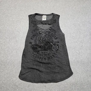 Vocal Shirt Womens Small Gray Sleeveless V-Neck Cut outs Motorcycle Riding - Picture 1 of 8