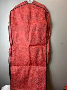 Vtg Garment Bag Red w/ Black Quilted Atomic Age Design Side Zip - Picture 1 of 9