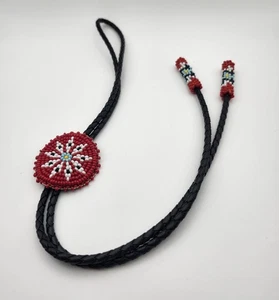 Indianer Hand Perlen Bolokrawatte mit Perlen Quasten - Bild 1 von 4