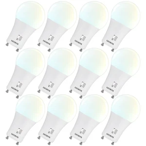 Luxrite A19 GU24 LED Bulb, 5CCT, Dimmable, 800 Lumens, 9W, Damp Rated 12 Pack - Picture 1 of 7