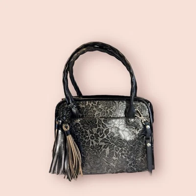 Bolso Bandolera PATRICIA NASH Negro Plata Brillo Cuero Rosa Repujado Foto 1 de 4