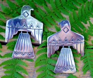 Thunderbird Earrings Sterling Native American by LEX Billie Navajo Moving Tail - Picture 1 of 9