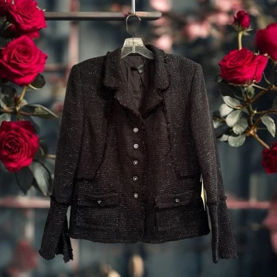 Chaqueta Blazer PAMELA DENNIS COUTURE Deslumbrante Negra de Noche Botones Brillantes Nueva con Etiquetas Foto 1 de 4