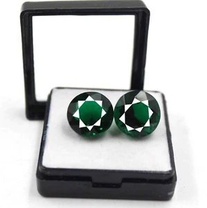 Matching Pair 24.35 Ct Certified Round Shape Green Moldavite For Ring Gemstone  - Picture 1 of 4