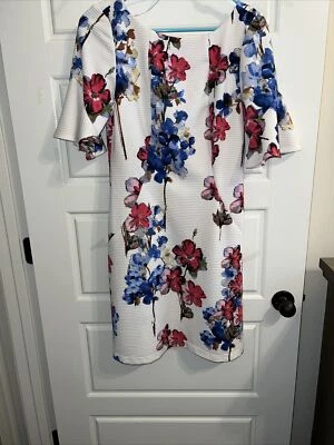 Платье цельнокроеное женское Julian Taylor New York с цветочным рисунком 10 белое/розовое с коротким рукавом - Изображение 1 из 2