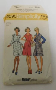 1973 Simplicity Pattern 6095 Button Front Shirt Dress Self Belt Size 16 Bust 38 - Imagen 1 de 2