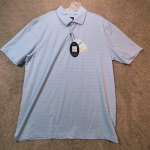 Polo Greg Norman Play Dry Hombre Azul L Manga Corta Rayas Golf Rendimiento Nuevo con Etiquetas - Imagen 1 de 9