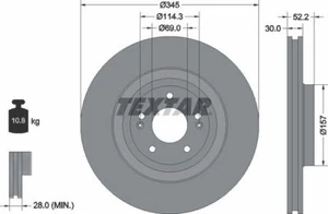 Par de discos de freno delanteros Textar 345 mm para Hyundai 92315103 - Imagen 1 de 9