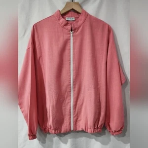 VTG Sarah Bryson Golf Womens Full Zip Jacket Size L Pink Preppy Retro Made USA - Picture 1 of 7