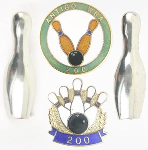 Vintage LOT Women's Bowling League Pin Antigo WI Wisconsin WBA 200 Award Brooch - Picture 1 of 10