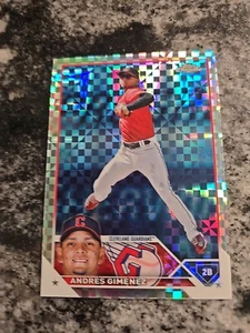 2023 Topps Chrome SP Andres Gimenez Xfractor Checkerboard Refractor Guardians - Picture 1 of 4