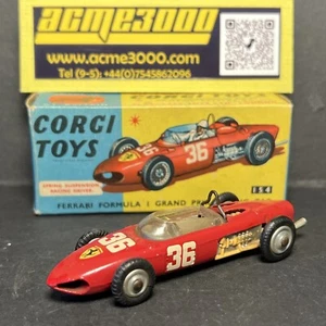 1962-66 Corgi Toys - FERRARI FORMULA 1 GRAND PRIX RACING CAR- Red + Excelent Box - Picture 1 of 18
