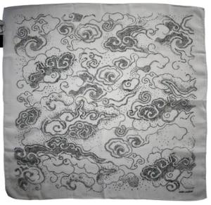 🆕️SAINT LAURENT Off-White NUAGES POINT Printed 100% WOOL BANDANA Small Scarf - Picture 1 of 9