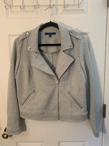 APT 9 MOTO JACKET ZIPPER CLOSURE LIGHT GRAY LONG SLEEVE SZ L - Picture 1 of 13