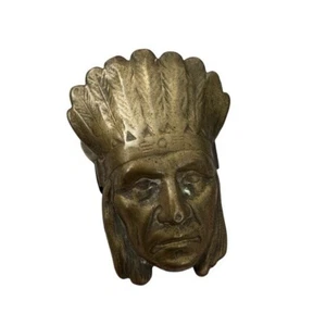 Antike Messing Indianer Häuptling Büroklammer 2" x 1,5" - Bild 1 von 3