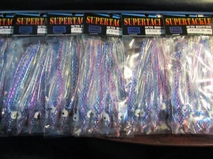 4¾" x 30 NEW Supertackle #469 FRESCA - Salmon Hoochies - Blue Purple UV Haze - Picture 1 of 5