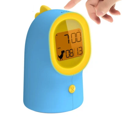 Digitale LED Kinderuhr Wecker Dinosaurier Design Lernuhr Kinderwecker - blau - Bild 1 von 4
