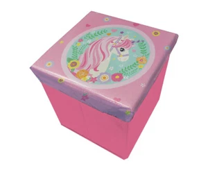 Pouf Contenitore pieghevole Unicorno Panca poggiapiedi Baule 31x31x33cm 3899 - Bild 1 von 3