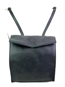 Brandy Melville ASH BLACK REAL LEATHER FLAP BACKPACK SHOULDER BAG HANDBAG PURSE - Picture 1 of 14