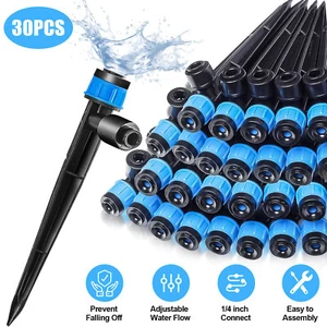 30Pcs Drip Irrigation Emitter 1/4" Garden Drip Watering System 360° Adjustable - Picture 1 of 7