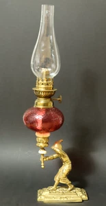 Alte figürliche Petroleumlampe Tischlampe Petroleum Lampe Jugendstil Schlafmütze - Bild 1 von 24