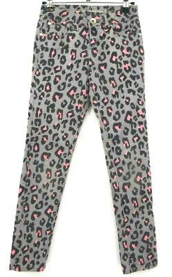 Justice Premium Jeans Gray & Pink Animal Print Girls Size 10R Skinny - Image 1 of 4