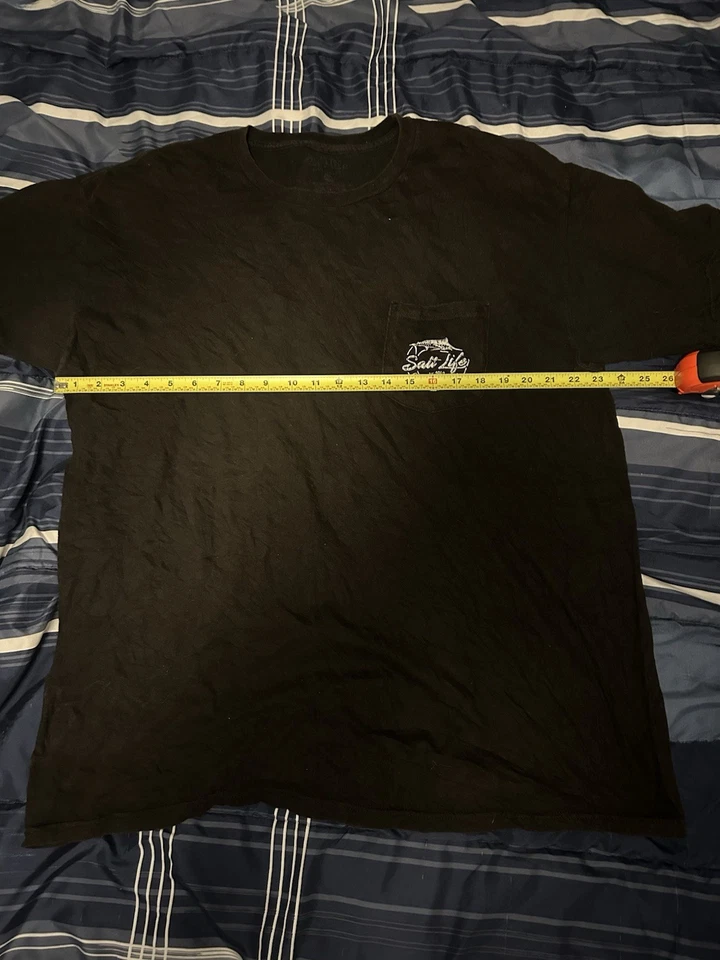 SALT LIFE Live Salty BlackTee 男式口袋短袖衬衫 XL — 第 1/3 张图片