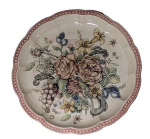 Pink Scalloped  Rimmed Floral Decorative Plate 11” - Picture 1 of 3
