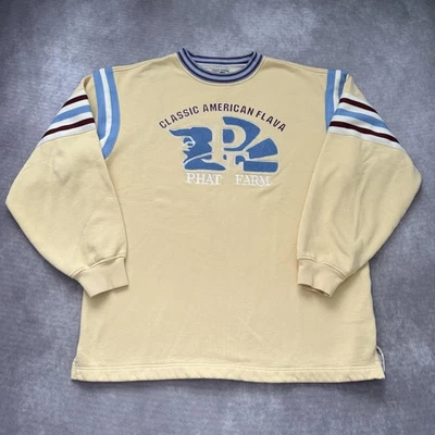 Sudadera De Colección Phat Farm Para Hombres XL Rayas Amarillas Clásica Flava Americana Años 90 Foto 1 de 4